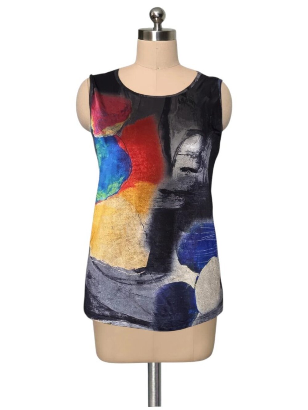 Y2K Vibrant Fun Print Multi Color Velvet Stretch Tank Top M